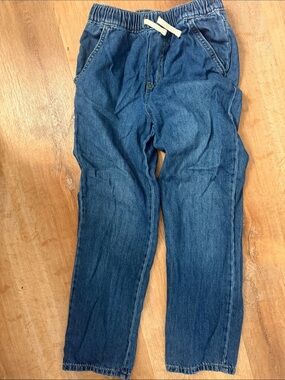 Cat & Jack Boy’s Elastic Waist Dark Blue Jeans with Drawstring